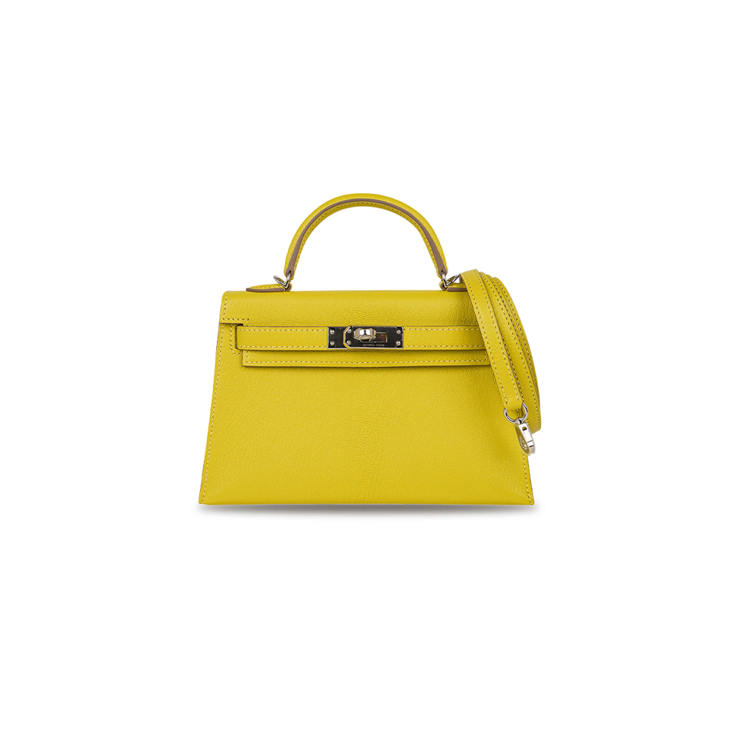 HERMÈS MASTER MINI KELLY II LIME CHEVRE LEATHER PALLADIUM HARDWARE (19*12*5.5cm) 